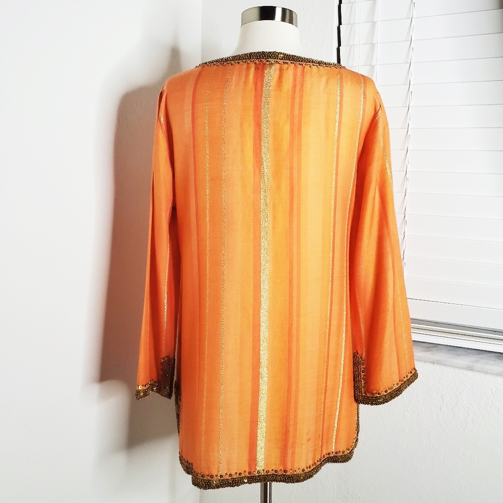 ARMAND DIRADOURIAN Handmade Woven Cashmere/Silk Jeweled Tunic M. - Picture 4 of 7
